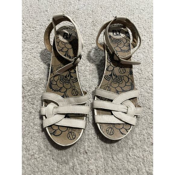 Fly London Sandals Ankle Strap Women's Size EU 41 US 10-10.5 White P141552015 - Picture 3 of 12